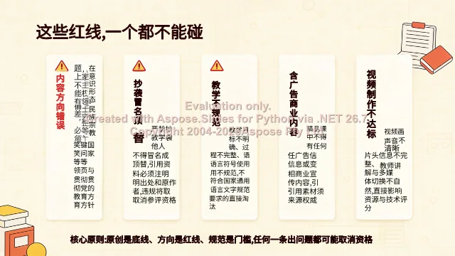五条红线:方向、抄袭、规范、广告、视频质量